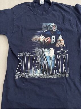 Vintage Troy Aikman Dallas Cowboys Retro Navy Graphic Tee